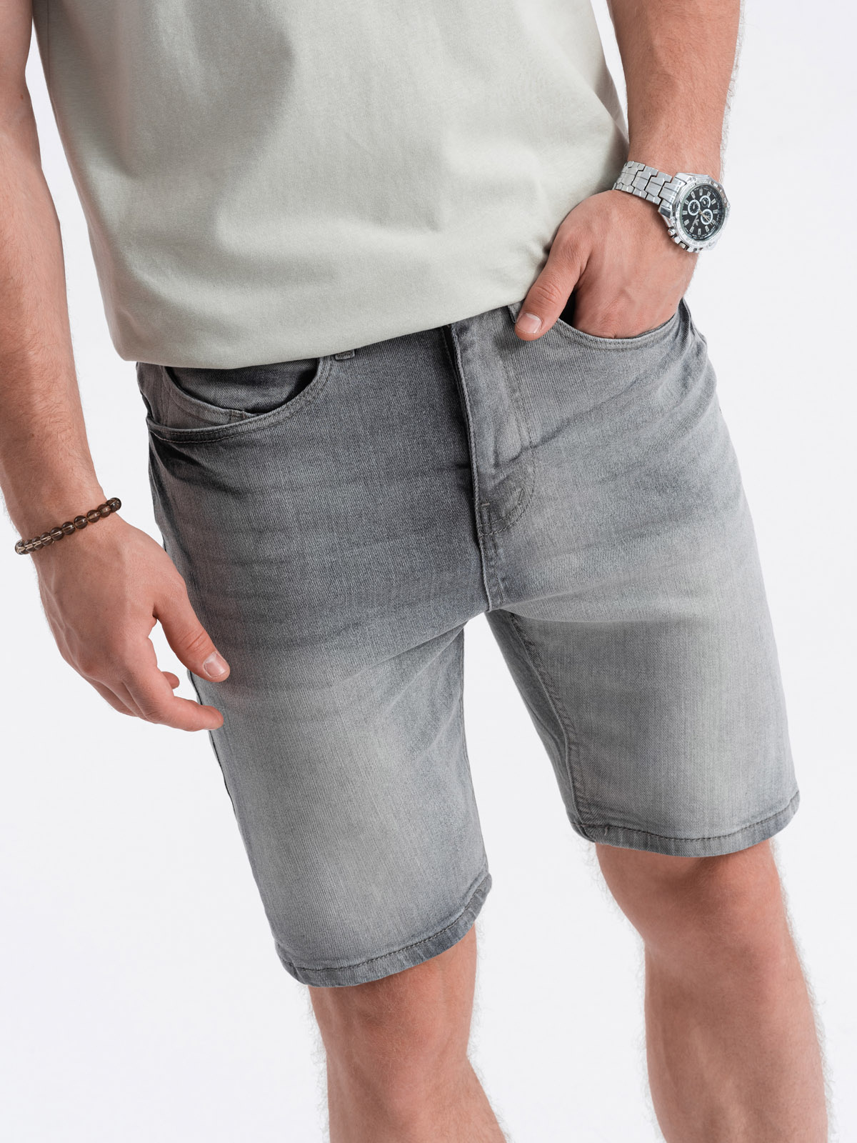 Men S Denim Short Shorts Gray V2 OM SRDS 0113 MODONE Wholesale