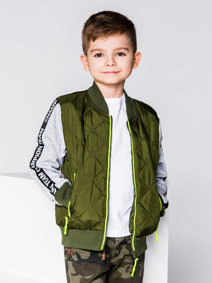 Mid-season boy's bomber jacket - khaki KC004 | MODONE wholesale ...