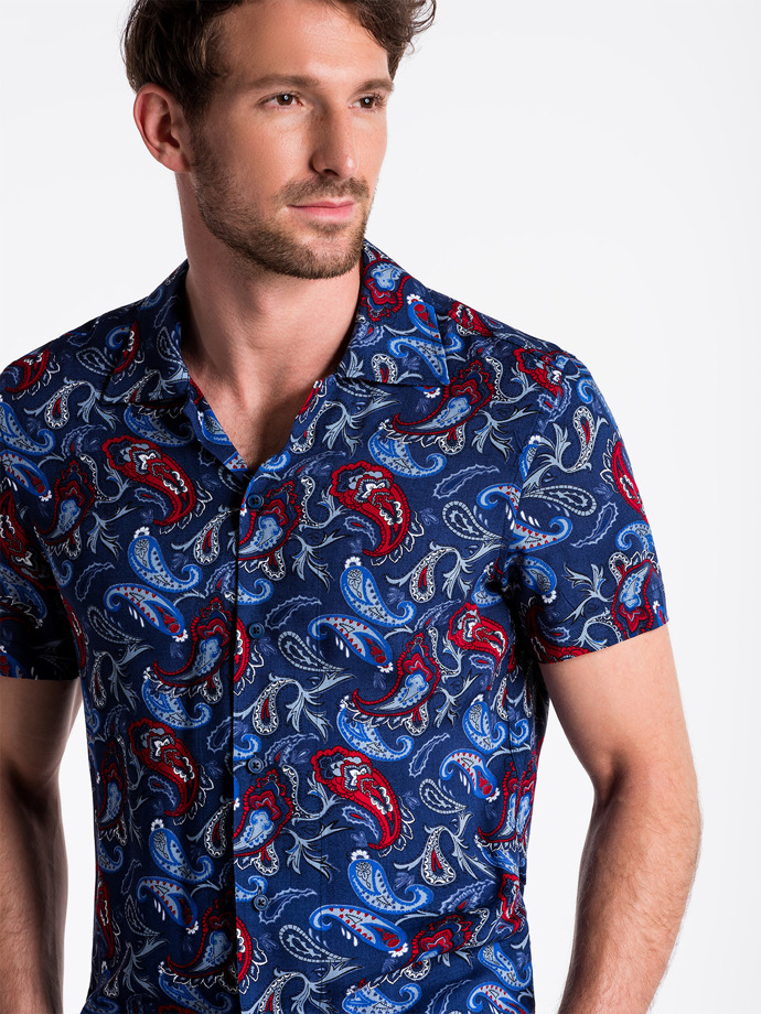Men's shirt with short sleeves - navy K486 | MODONE wholesale ...