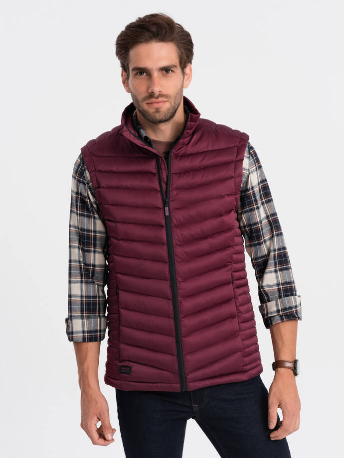 Men's quilted vest - dark red V54 | MODONE wholesale - Clothing