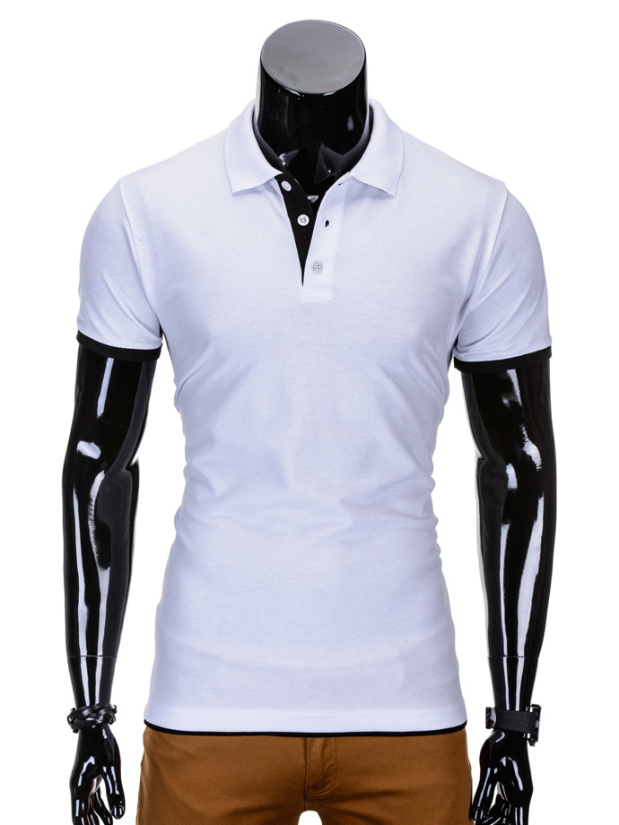 PLAIN MEN'S POLO SHIRT S758 - WHITE/BLACK | MODONE wholesale - Clothing ...