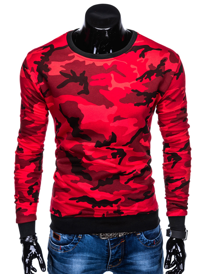 Men's sweatshirt B885 - red/camo | MODONE wholesale - Clothing For Men