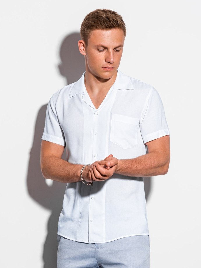 Mens Shirt With Short Sleeves White K561 Modone Wholesale Clothing For Men 7737