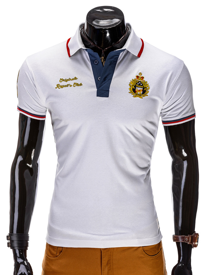 Men's polo shirt with print - white S505 | MODONE wholesale - Clothing ...