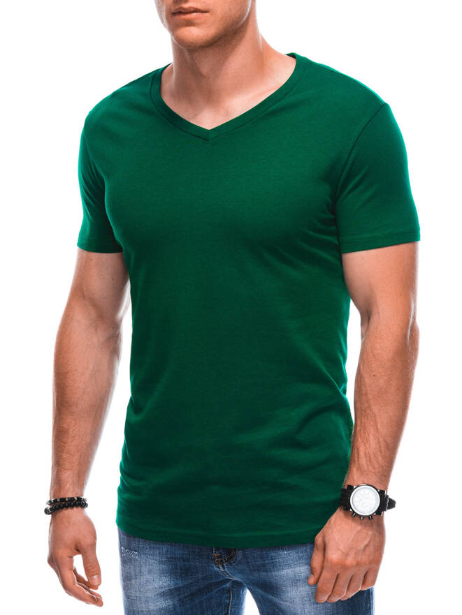 Men's basic V-neck t-shirt EM-TSBS-0101 - green V11