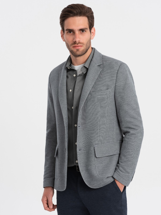 Grey blazer sale with elbow patches