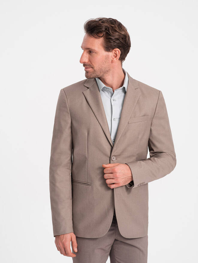 Men's classic blazer with pillowcase pocket - beige V3 OM-BLZB-0115