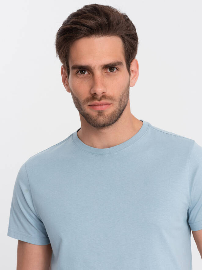 Men's classic cotton BASIC T-shirt - blue V12 OM-TSBS-0146