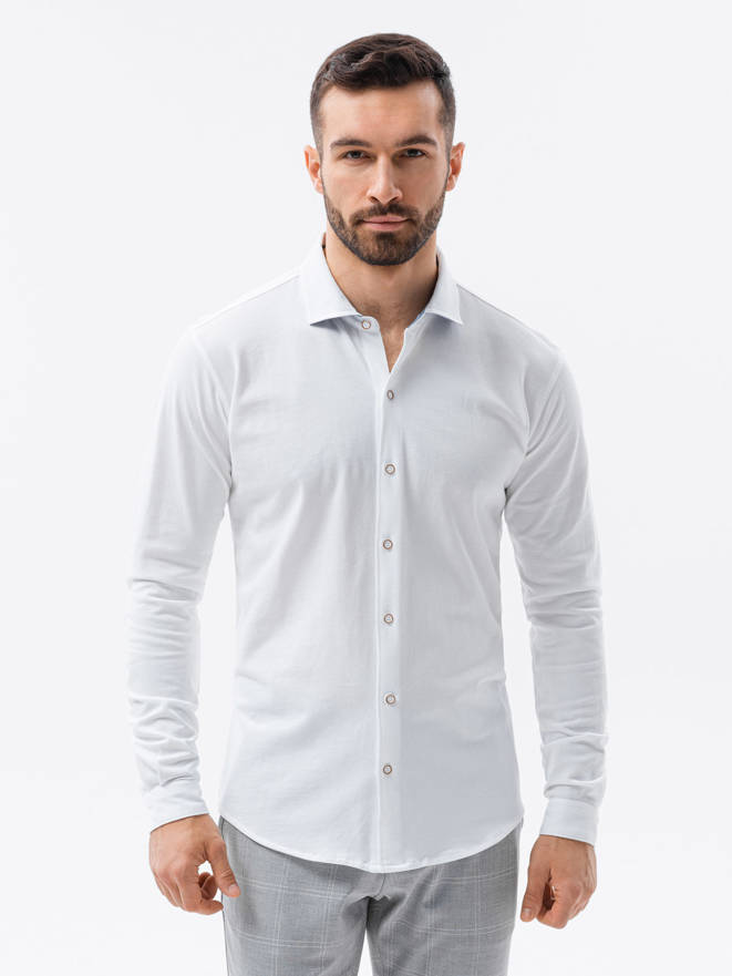 Men's long sleeve knit shirt - white V1 K540