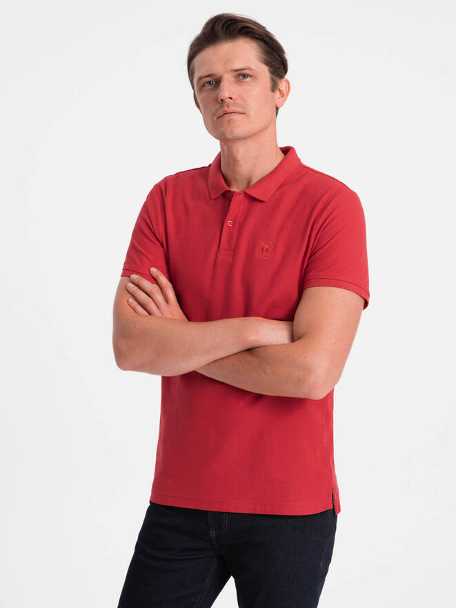 Men's plain polo shirt S1374 - red