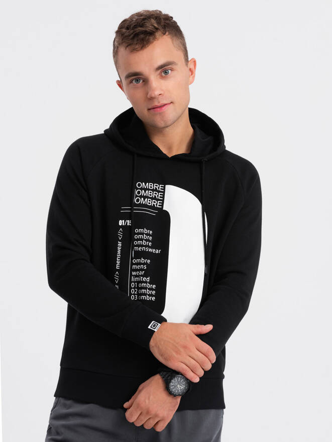 Men's printed HOODIE sweatshirt - black V3 OM-SSPS-0152