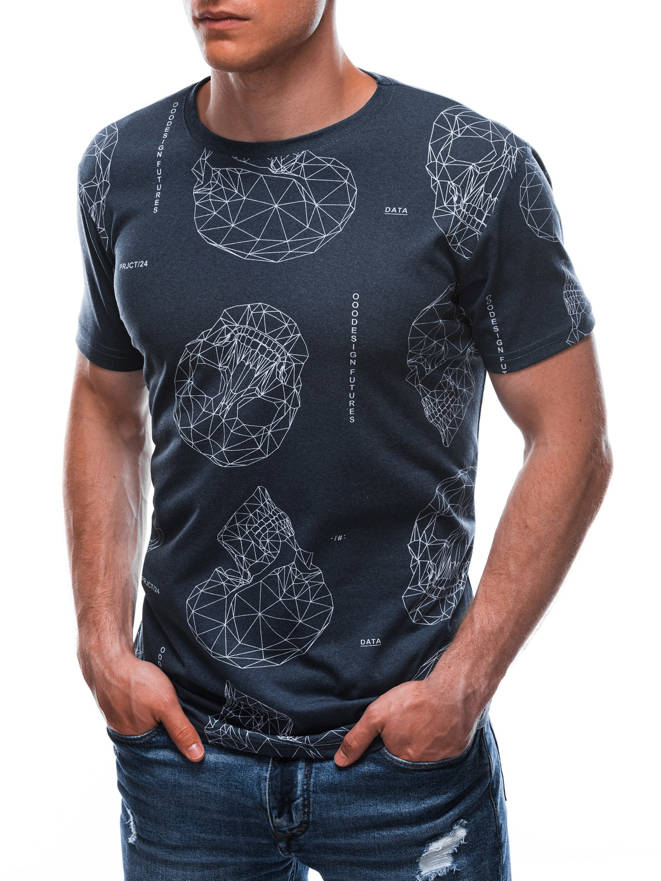 Men's printed t-shirt S1702 - navy