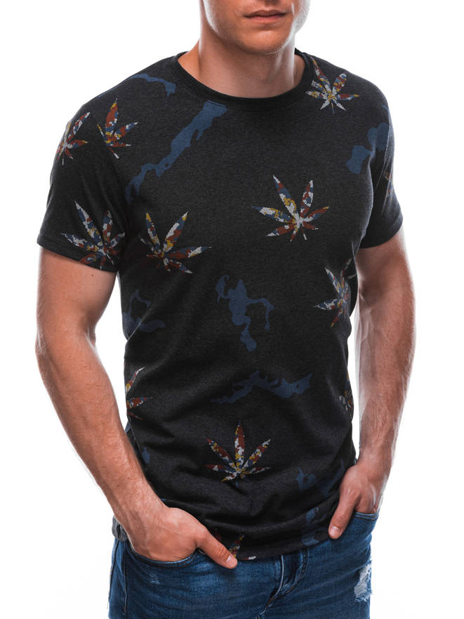 Men's printed t-shirt S1704 - dark grey