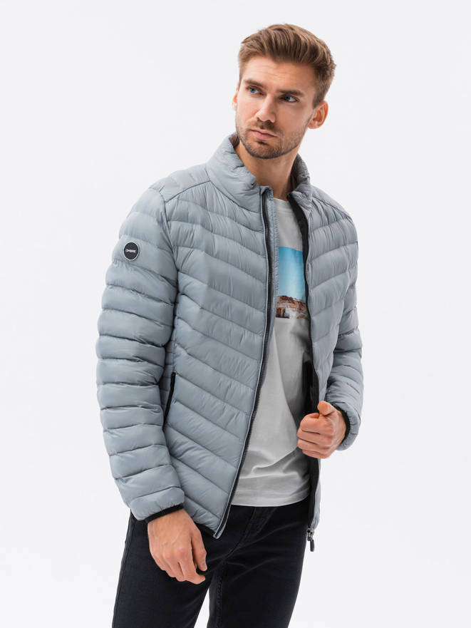 Men's quilted jacket - gray V9 C528