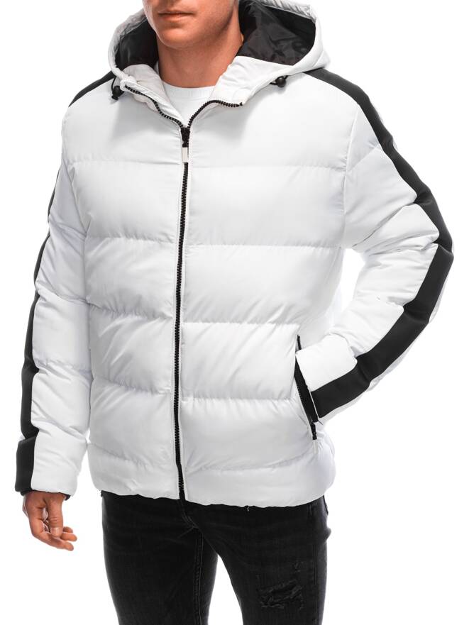 Men's quilted winter jacket - white V5 EM-JAHP-0101