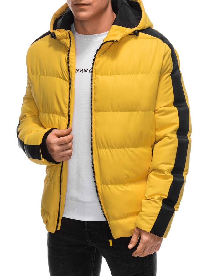 Men's quilted winter jacket - yellow V7 EM-JAHP-0101