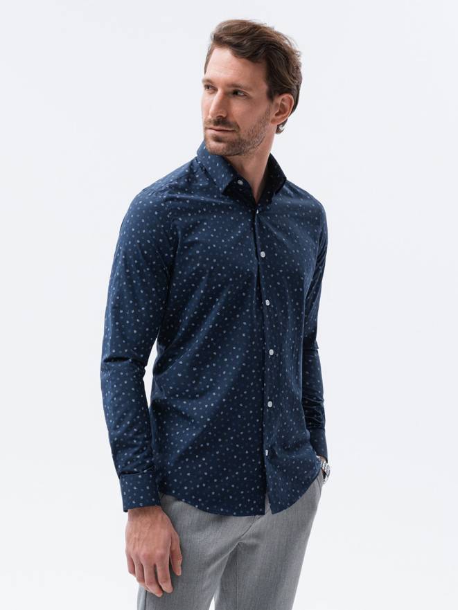 Men's shirt with long sleeves K587 - navy