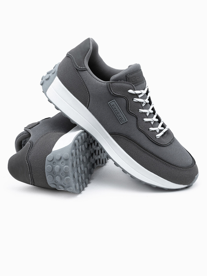 Men's shoes sneakers in combined materials - dark grey V1 OM-FOSL-0110