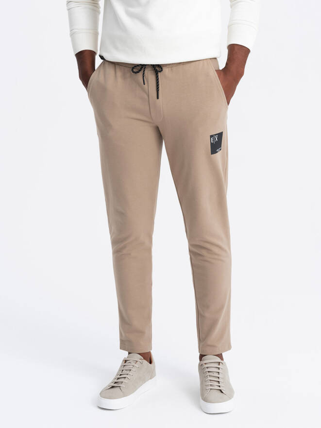 Men's sweatpants with logo - brown V3 OM-PASK-0167