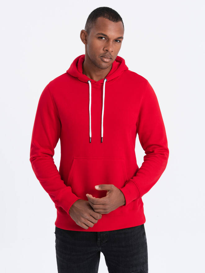 Men's unlined hooded sweatshirt - red V10 OM-SSBN-0120