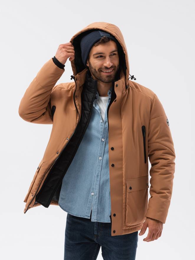 Men's winter jacket C449 - brown
