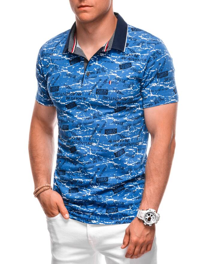 Printed Men's Polo Shirt S1998 - blue