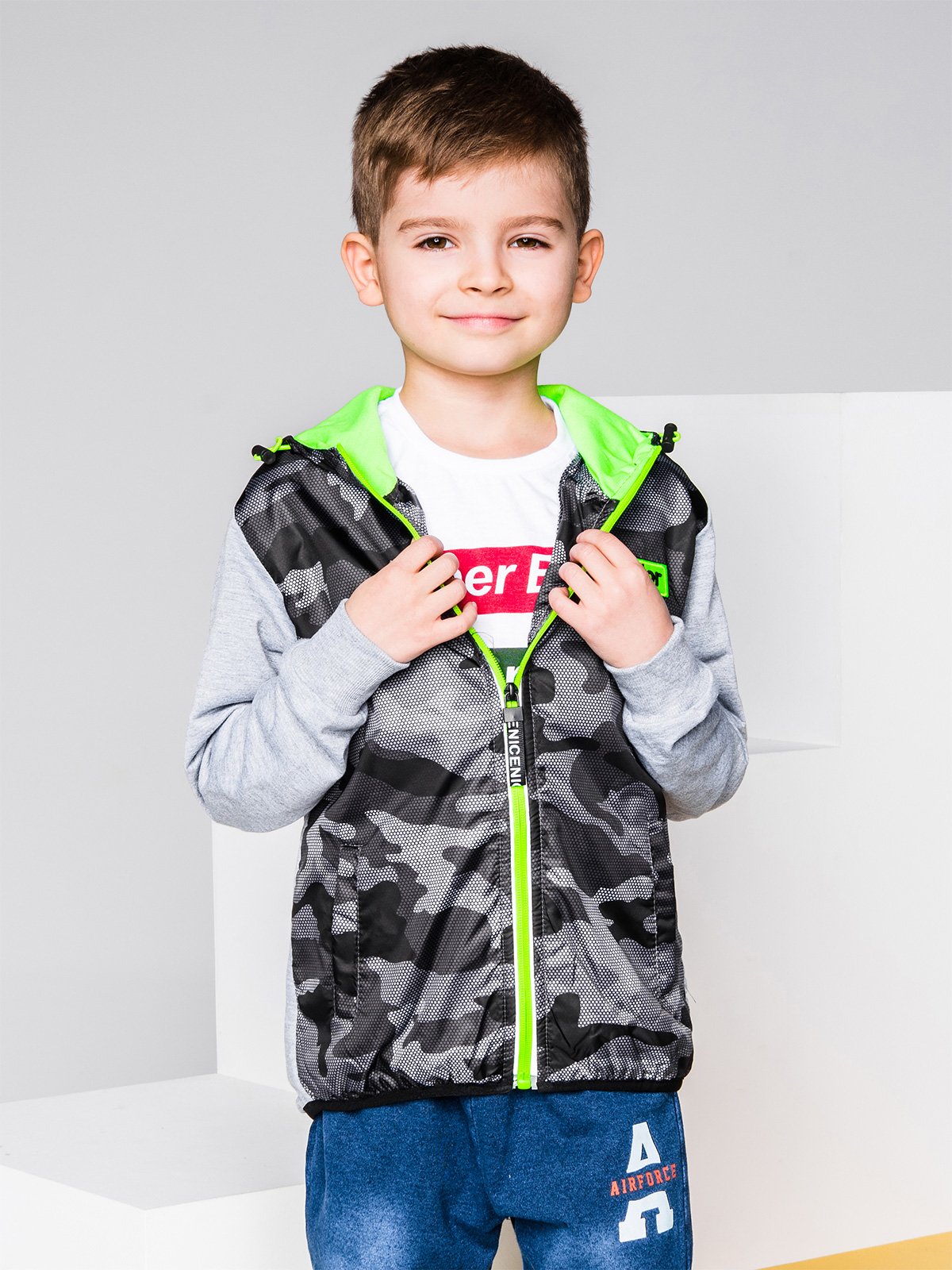 Boy's hoodie with zipper KB006 - grey | MODONE wholesale - Clothing For Men