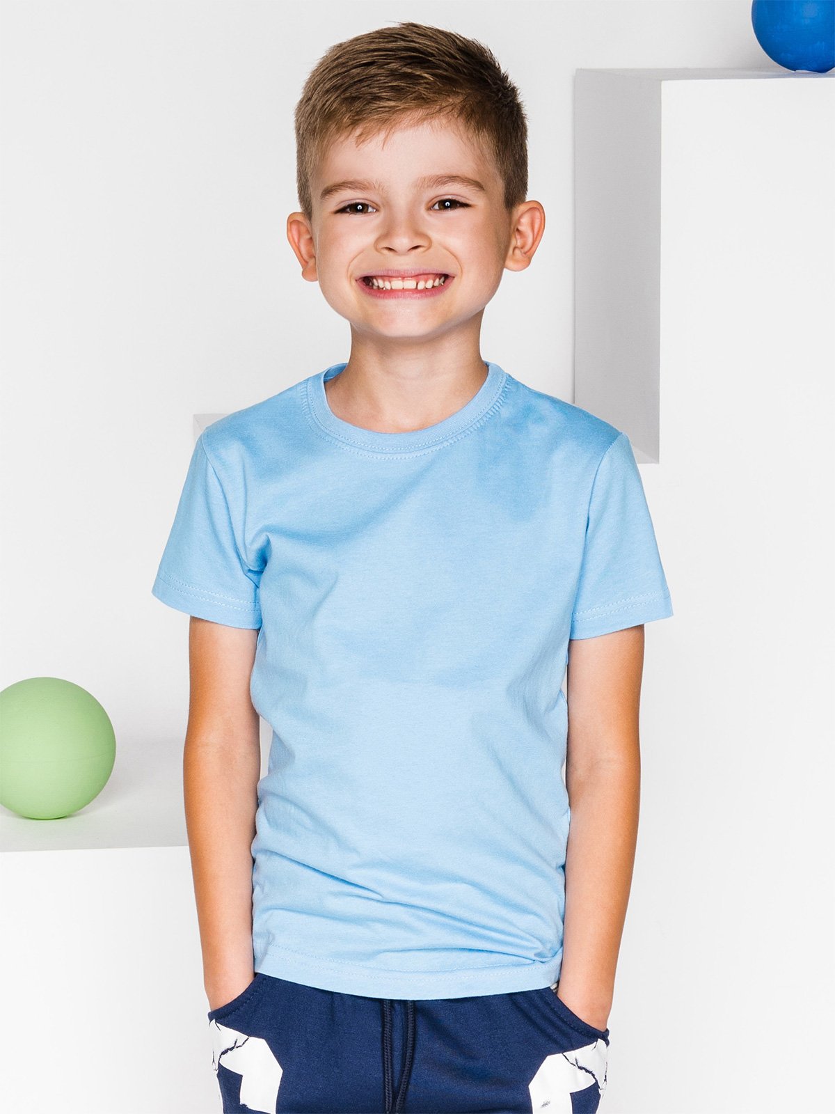 Boy's t-shirt plain - light blue KS012 | MODONE wholesale - Clothing ...