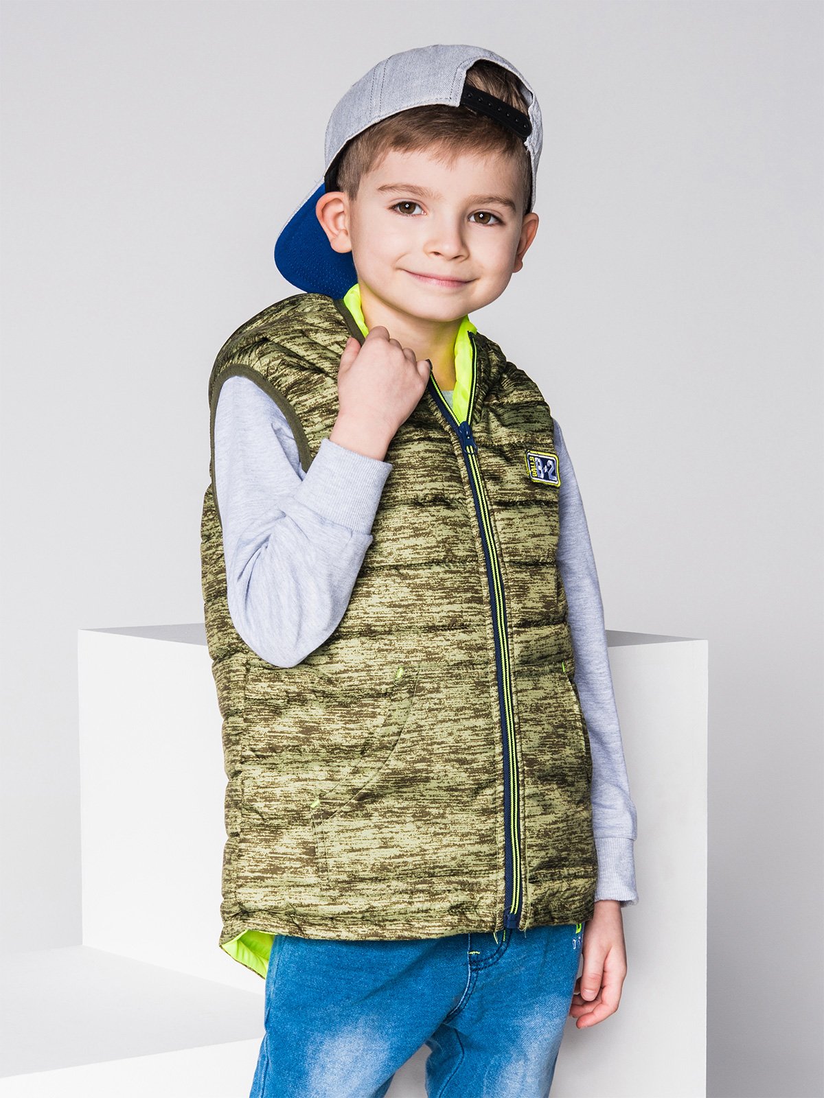 Boy's vest with hood KV001 - khaki | MODONE wholesale - Clothing For Men