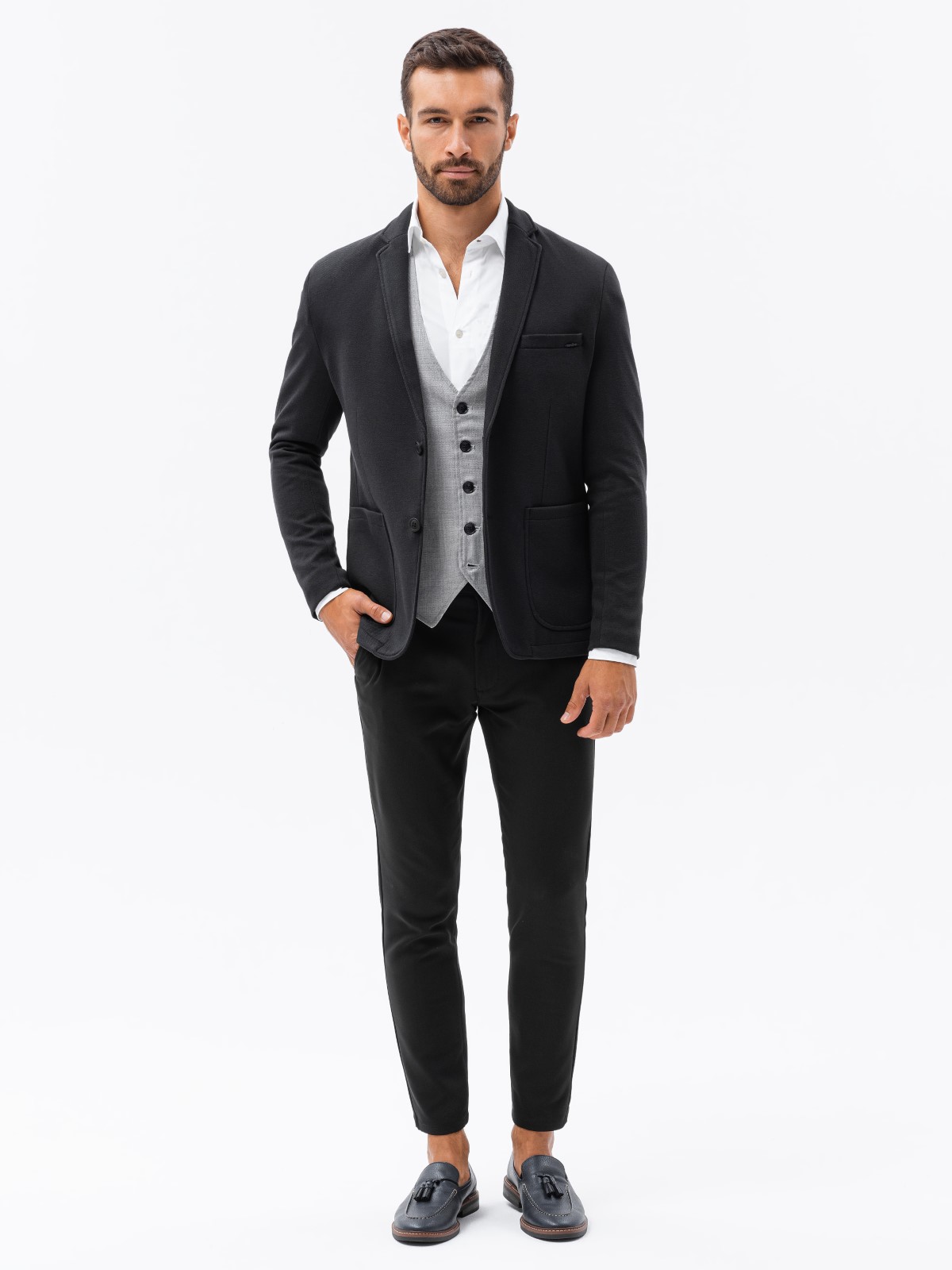 MEN&#39;S CASUAL BLAZER JACKET M56 - BLACK | MODONE wholesale - Clothing For Men