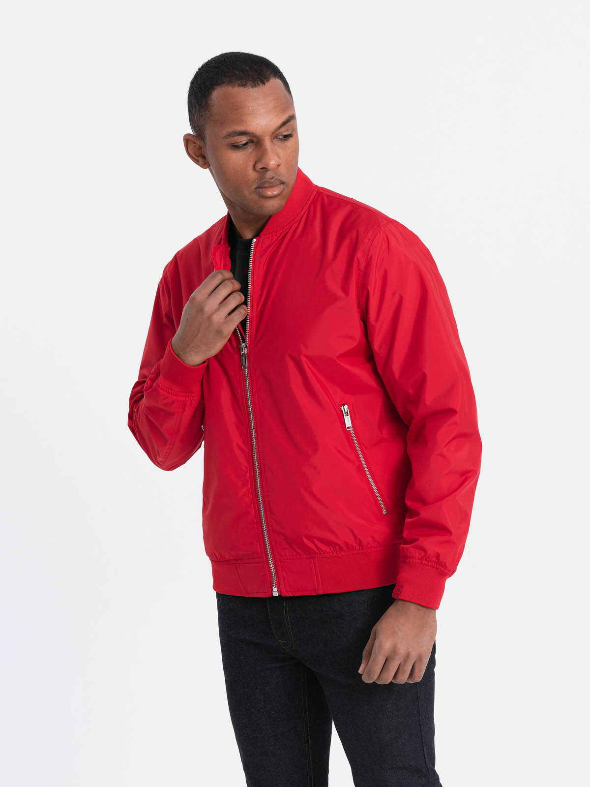 Men's bomber jacket seamed - red V14 OM-JANP-0115 | MODONE 