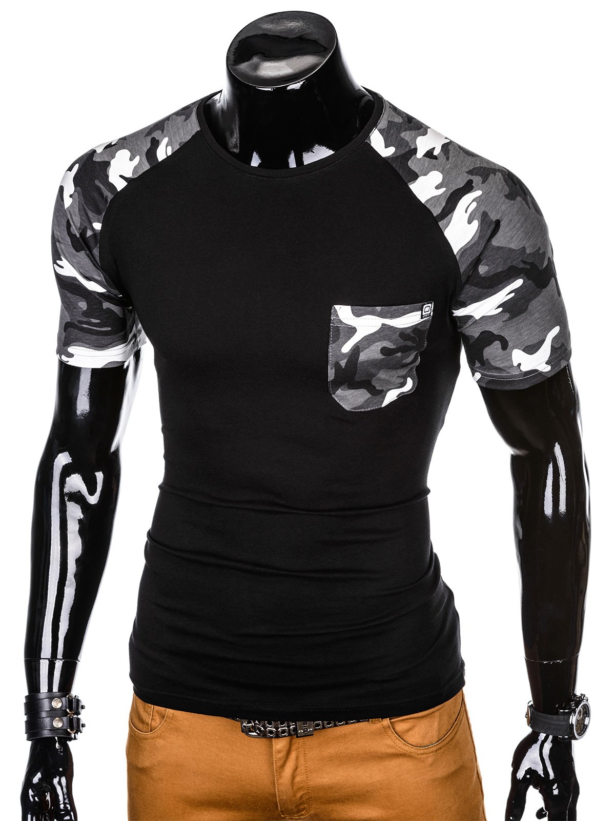 Men's camo printed t-shirt S1013 - black/grey | MODONE wholesale ...