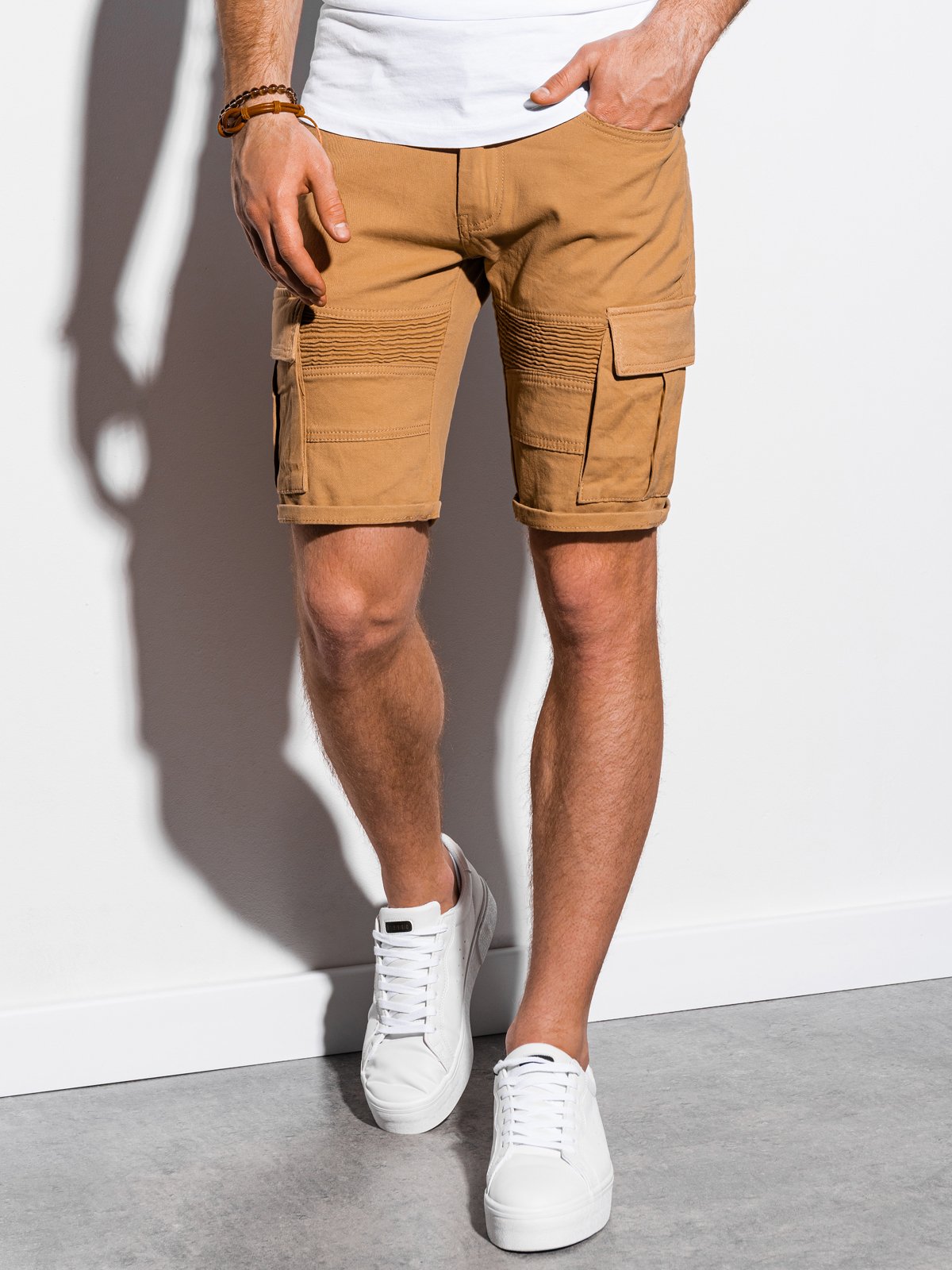 Men's cargo shorts W133 beige MODONE wholesale Clothing For Men