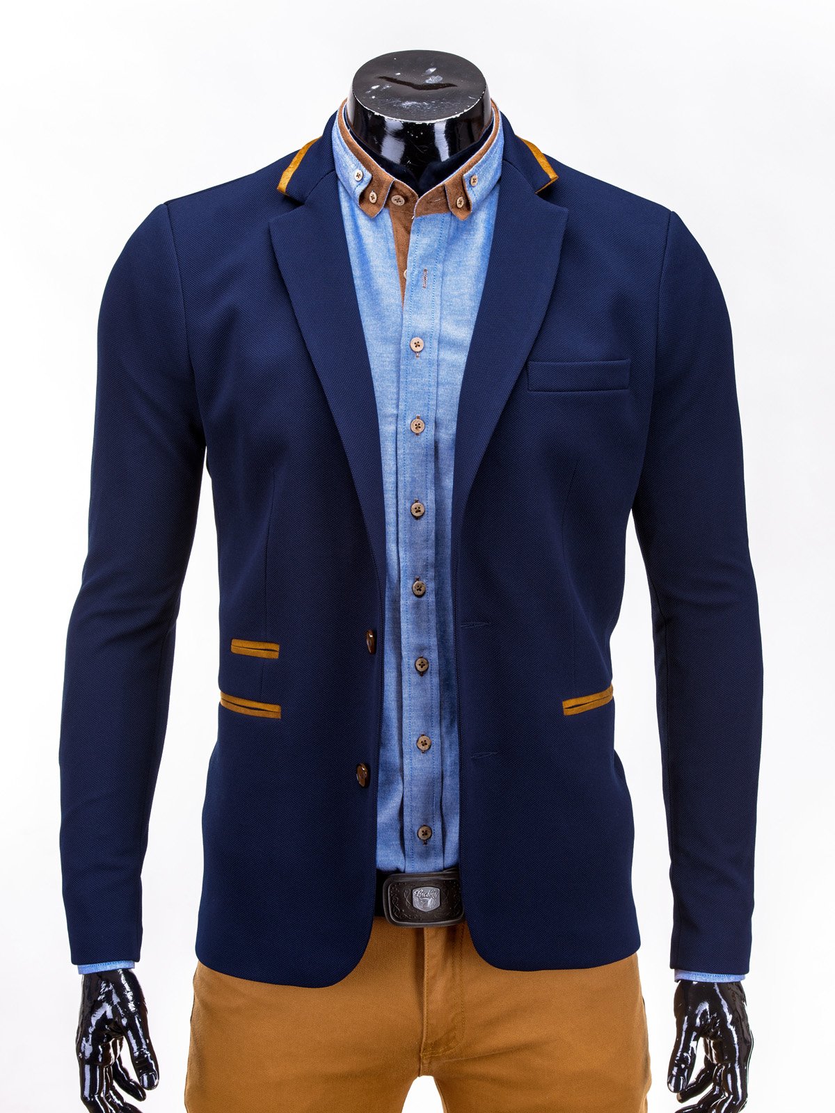 Men's casual blazer jacket M10 - dark navy | MODONE wholesale ...