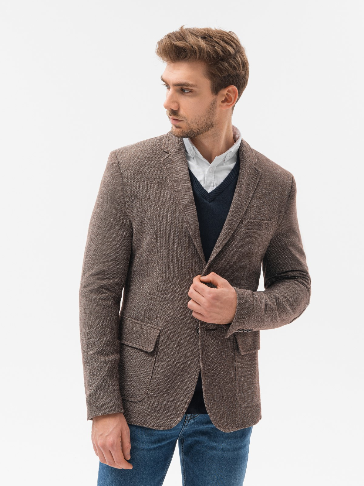 brown casual blazer