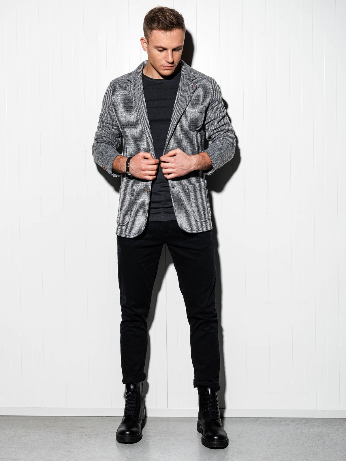 Mens Casual Blazer Jacket Grey M158 Modone Wholesale Clothing