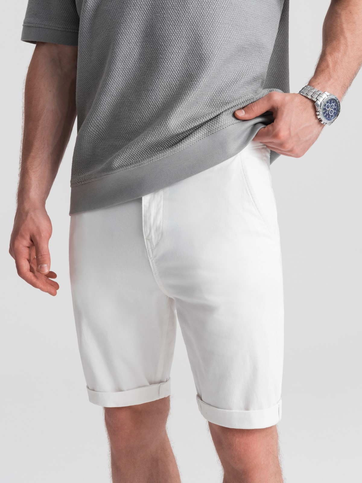 mens casual white shorts