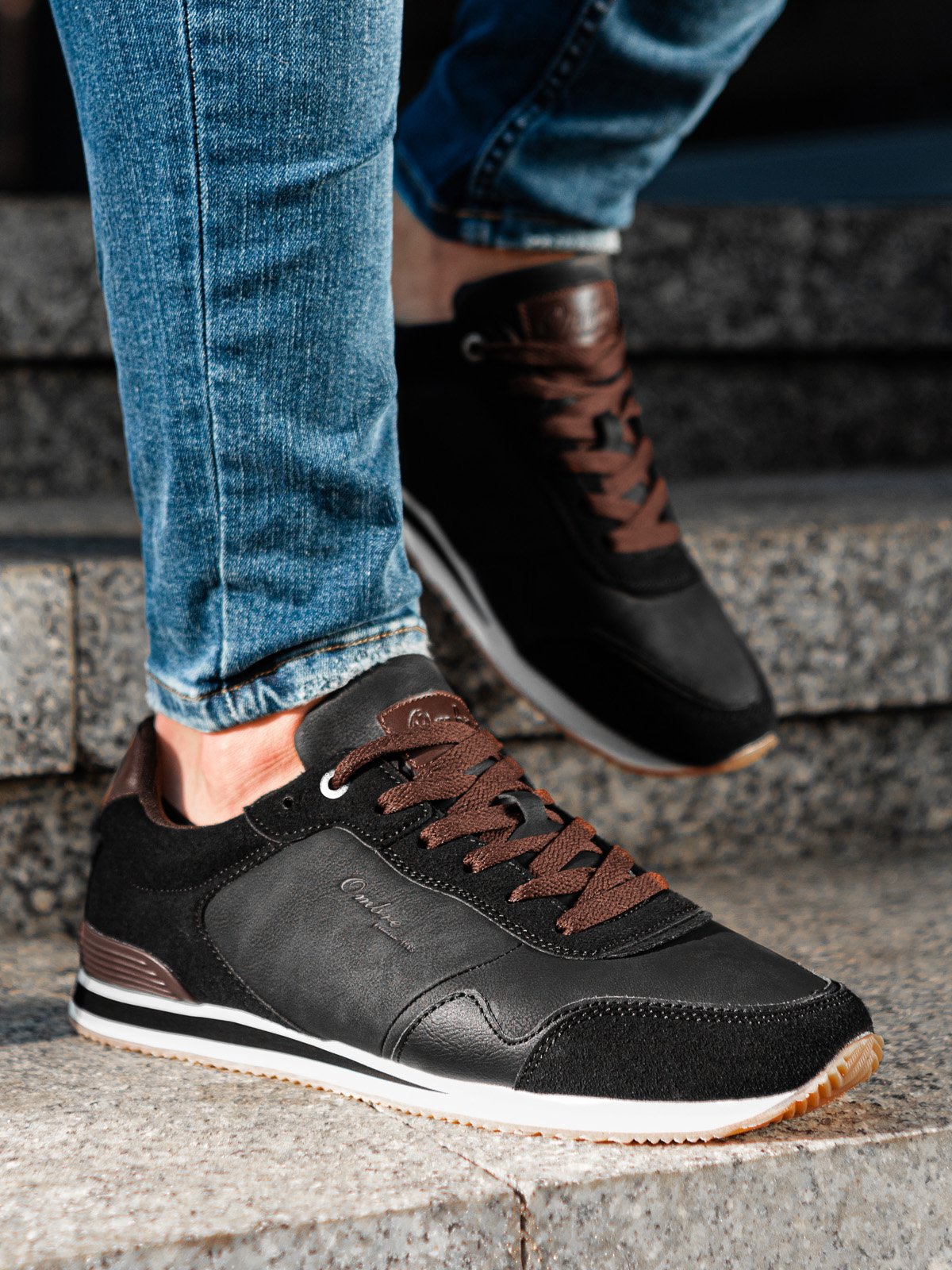 black leather casual sneakers