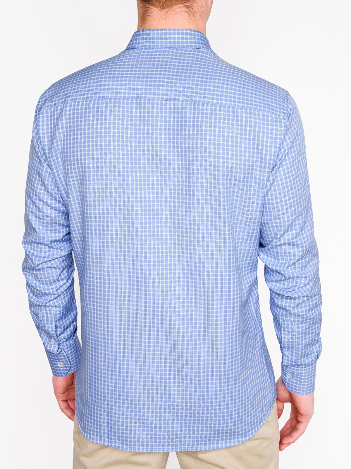 Men's check shirt with long sleeves K451 - light blue | MODONE ...