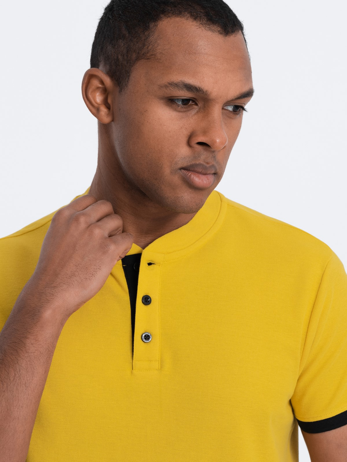 Collarless polo cheap shirt mens