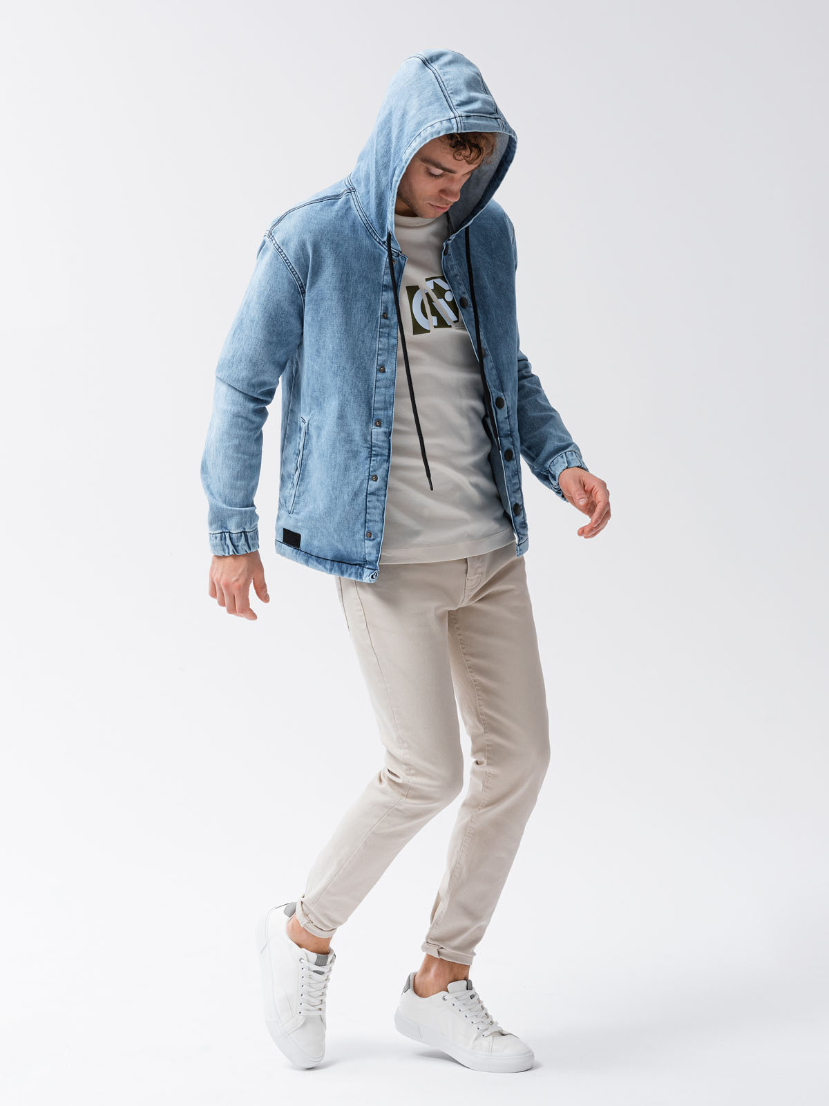 Light blue denim hot sale jacket men