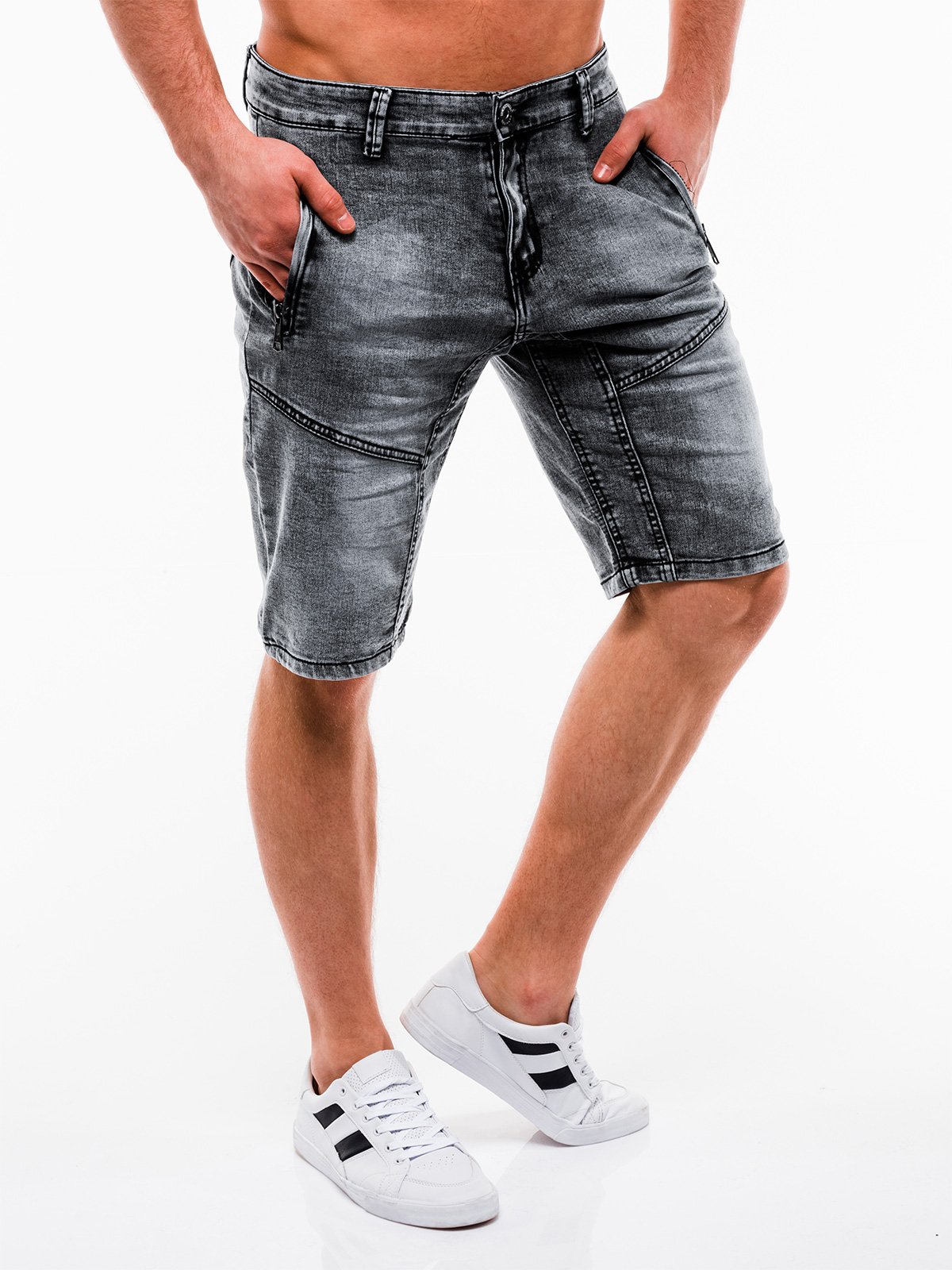 Men's denim shorts W129 - black | MODONE wholesale - Clothing For Men