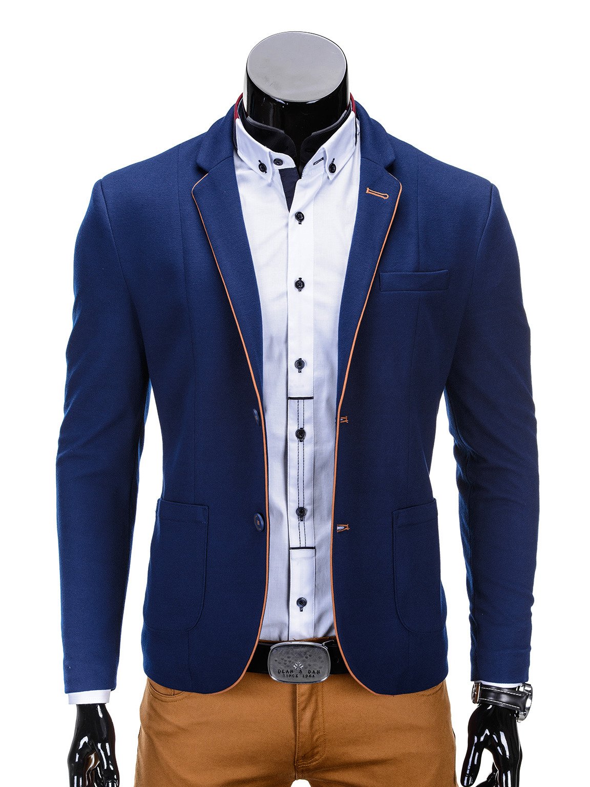 Men's elegant blazer jacket M82 - blue | MODONE wholesale - Clothing ...