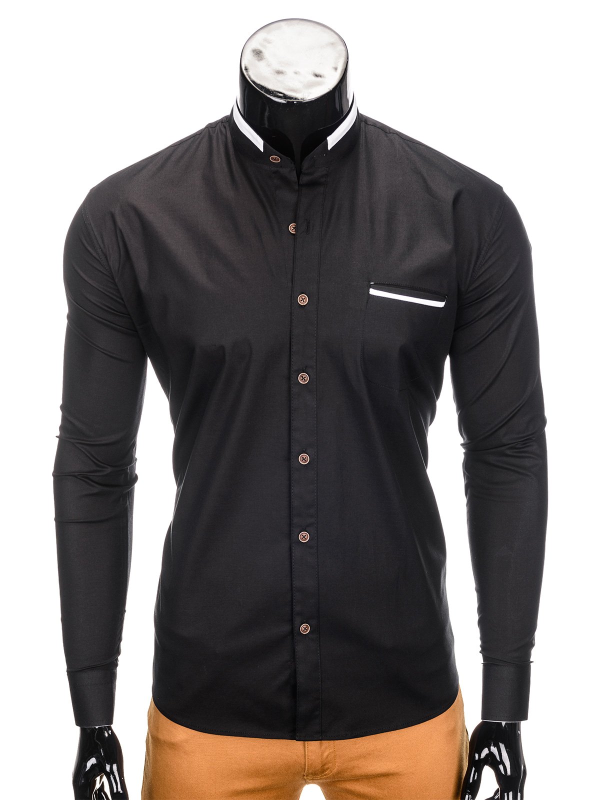 Men's elegant shirt with long sleeves K303 - black | MODONE wholesale ...