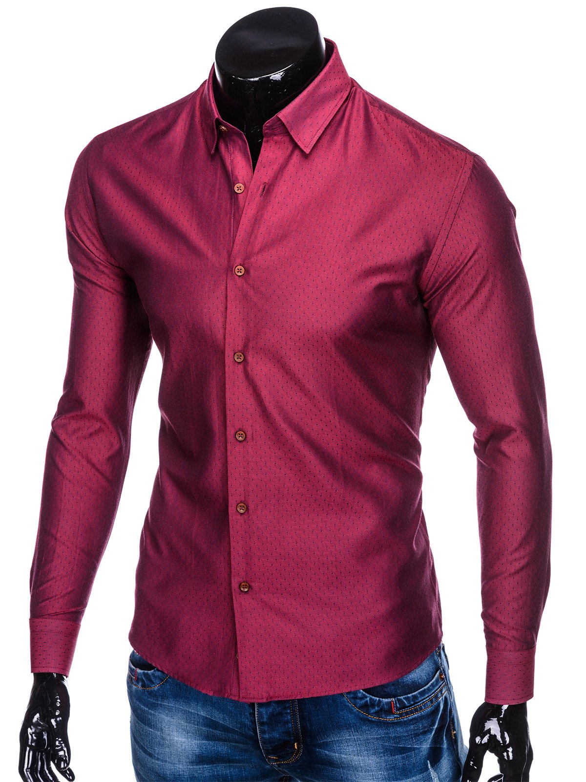 Men's elegant shirt with long sleeves K464 - dark red | MODONE ...
