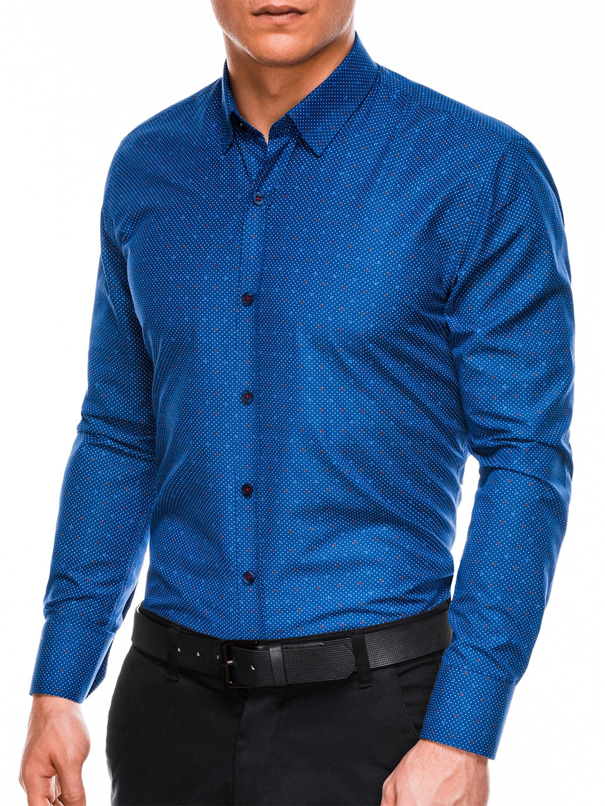 Men's elegant shirt with long sleeves - light navy/white K470 | MODONE ...
