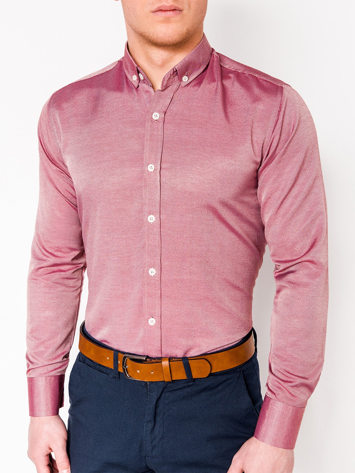 Men's elegant shirt with long sleeves - red K404 | MODONE wholesale ...