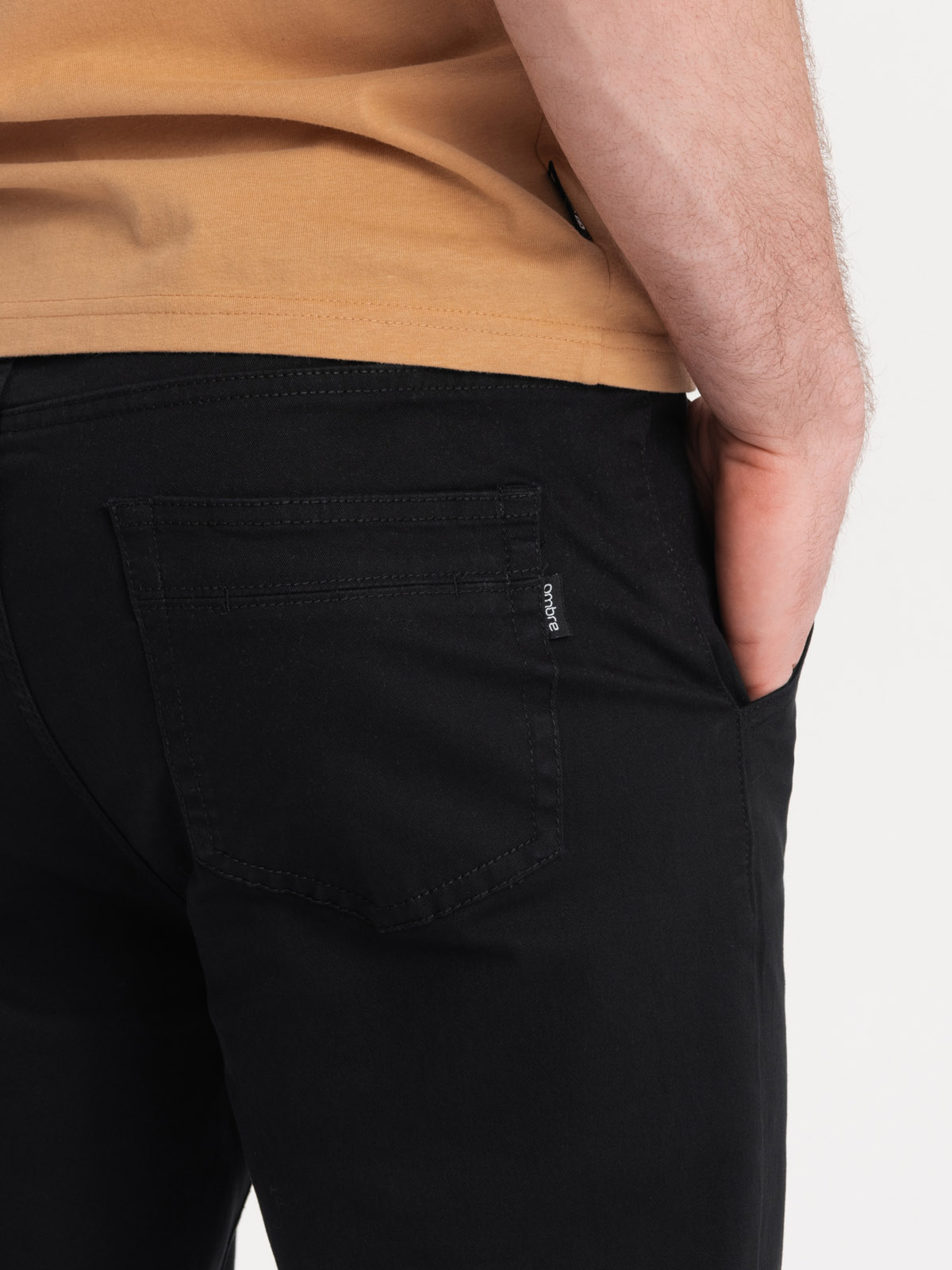 Men's fabric pants JOGGERS with decorative cord - light grey V2 P908