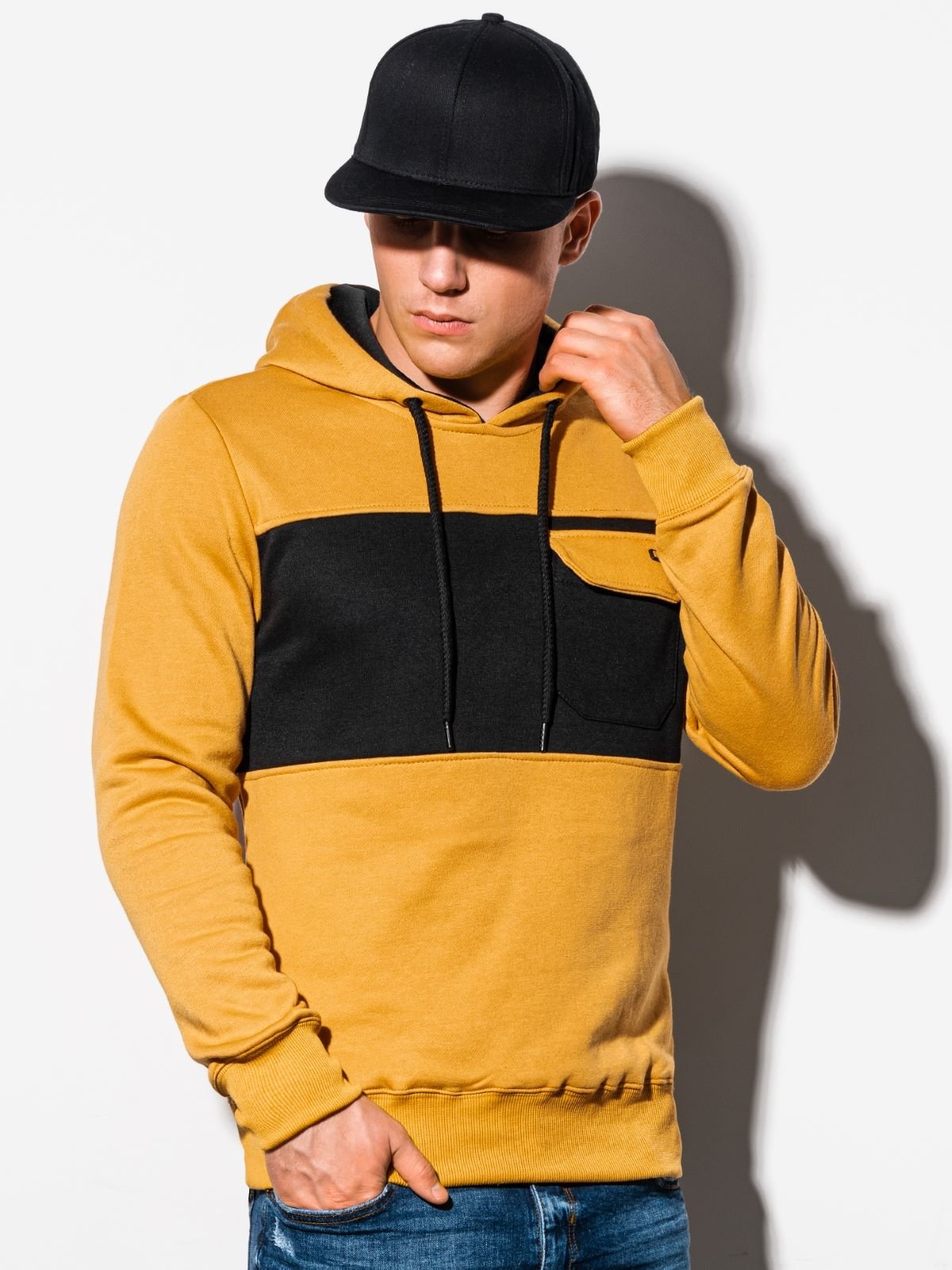 Men's hooded sweatshirt B1072 - mustard | MODONE wholesale - Clothing ...