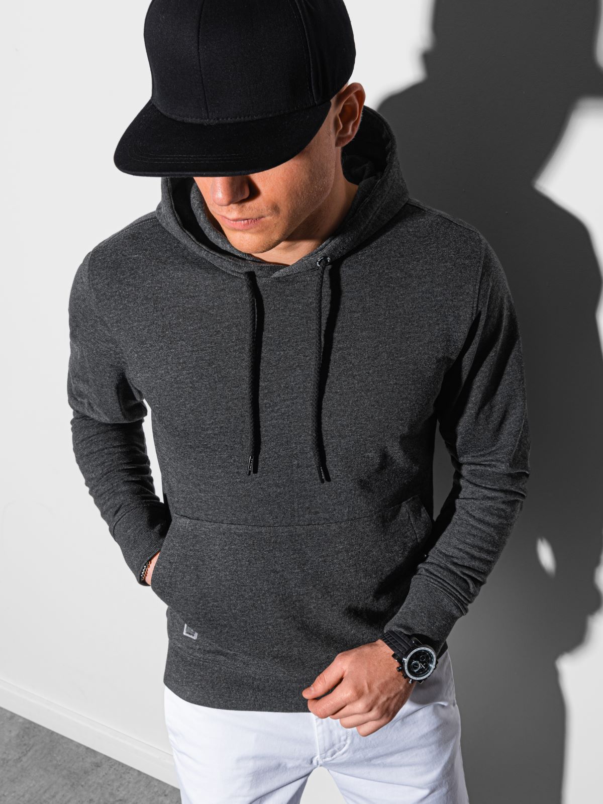 Men's hooded sweatshirt - dark grey melange B1154 | MODONE wholesale -  Clothing For Men